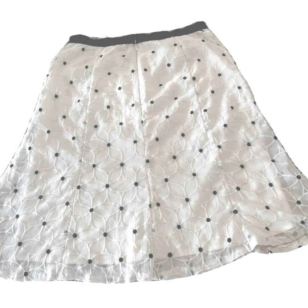 Ann Taylor Womens Skirt Petite 0 Black And White Floral Dots Pleated Lined